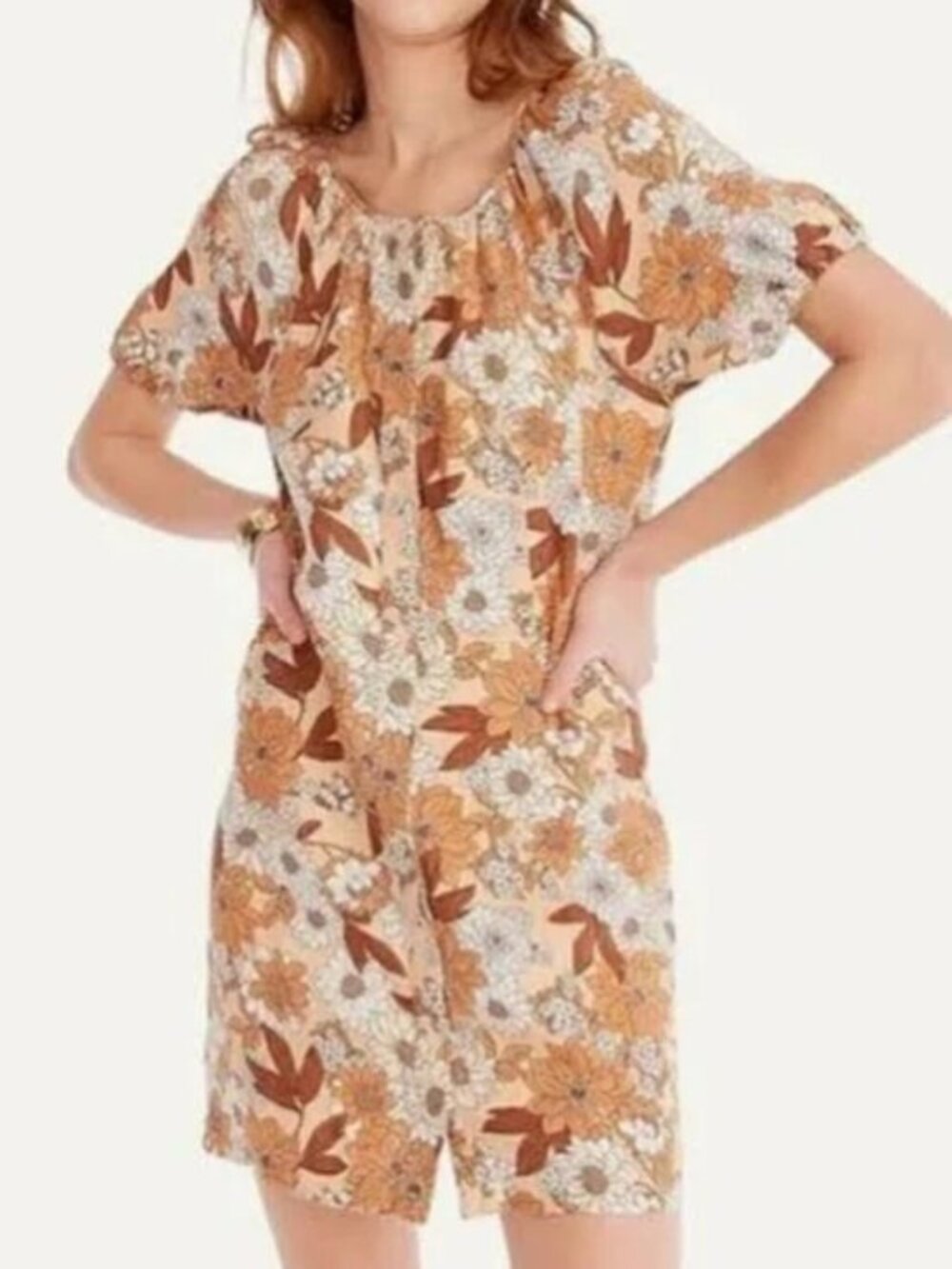 J. Crew Zinnia 100% Linen Floral Mini Dress Size 12 Button Front